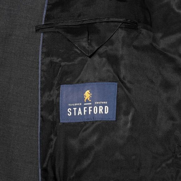 Stafford Mens 56R Gray Hopsack Blazer Sport Coat Jacket Big & Tall Stretch NWT - Picture 3 of 12